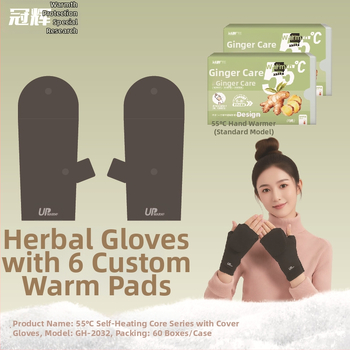 Savarankiškai šildančios kelio pagalvėlės ir pirštinės, 55°C, vokiečių velūras šildymui, žolelių pleistrai su Artemizija ir imbieru