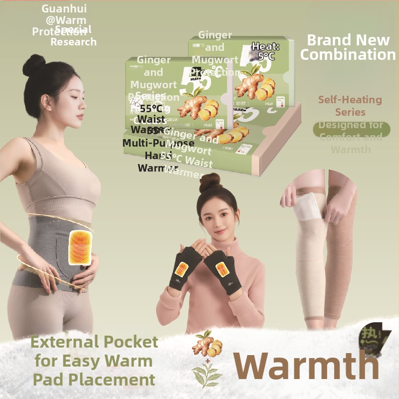 Savarankiškai šildančios kelio pagalvėlės ir pirštinės, 55°C, vokiečių velūras šildymui, žolelių pleistrai su Artemizija ir imbieru