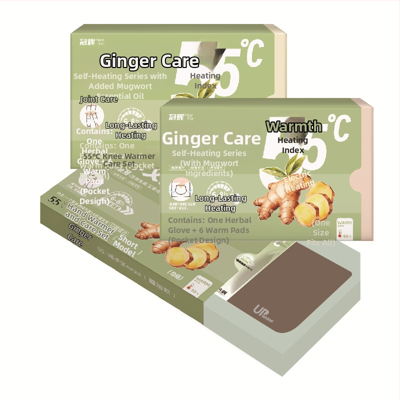 Pašsildošas ceļgalu siksnas un cimdi, 55°C, vācu samts apkures, augu plāksteri ar Artemīziju un ingveru