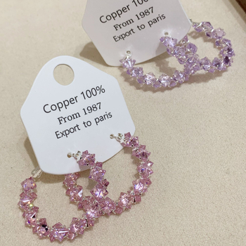 Bakrene geometrijske kružne naušnice, elektroplatirane, marka YIFANSHI, za žene