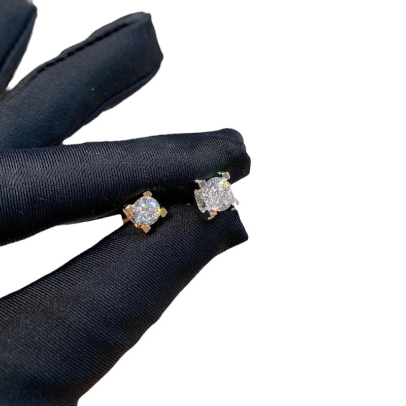 Naušnice – glava bika s jednim dijamantom od 1 ct, montaža s četiri kandže, 18K pozlata od legure, unisex