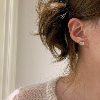 Cercei stud - Kitty Cat, formă desen animat, Argint 925, placare electroplatină, stil lux lejer, material tijă: Argint 925