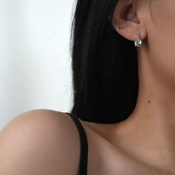 Moissanite cercei cu prindere cu patru gheare din argint 925 – stil geometric, lux ușor