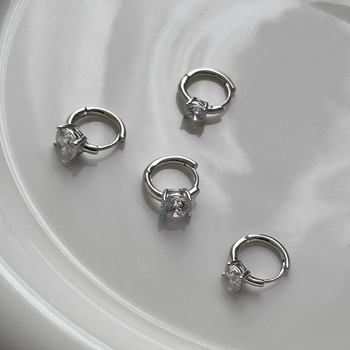 Moissanite cercei cu prindere cu patru gheare din argint 925 – stil geometric, lux ușor