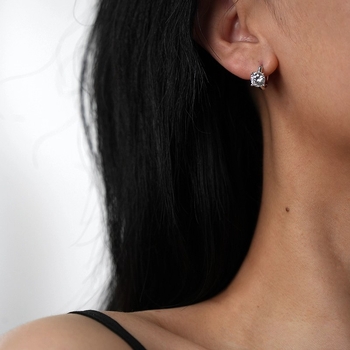 Moissanite cercei cu prindere cu patru gheare din argint 925 – stil geometric, lux ușor