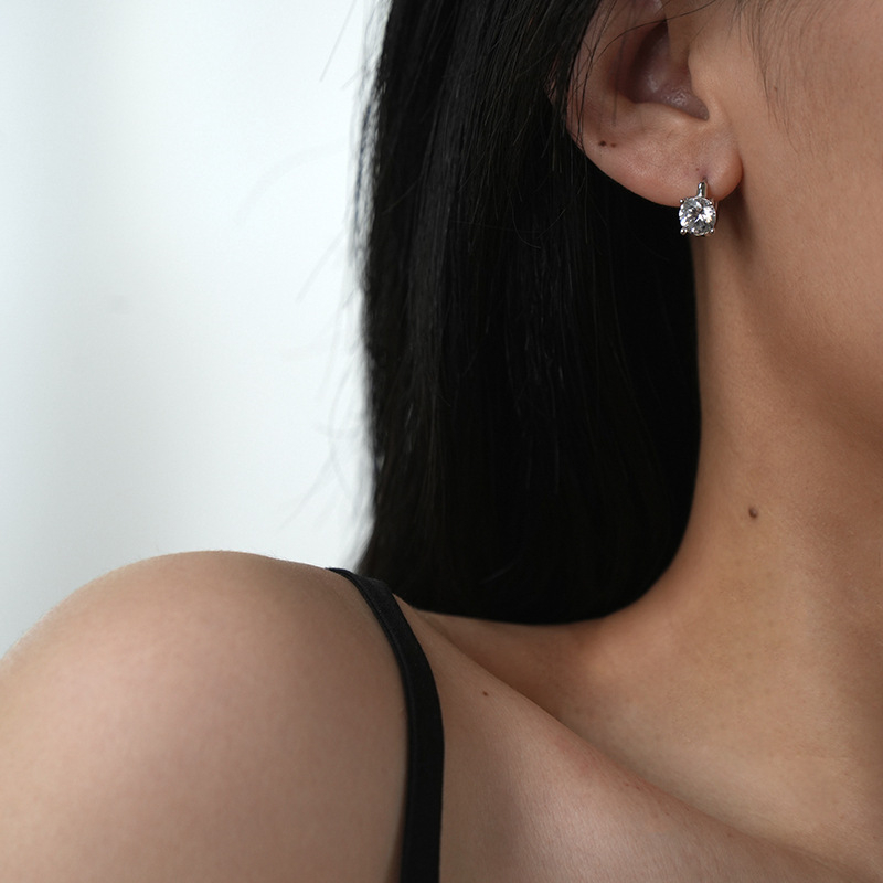 Moissanite cercei cu prindere cu patru gheare din argint 925 – stil geometric, lux ușor