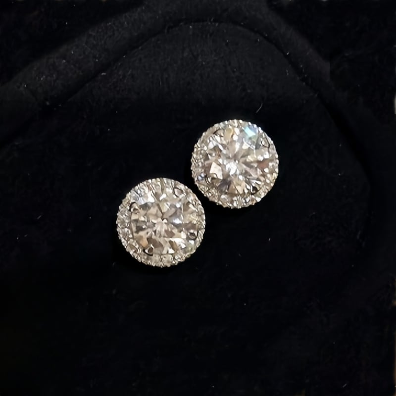 Nagi cercei geometrici cu montură de diamant, din argint 925 – stil feminin proaspăt și dulce