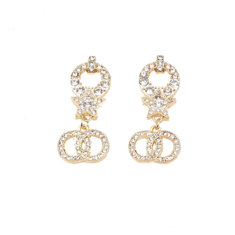 Naušnice od legure s slovima/textom, dijamantno završene, korejski stil, za žene