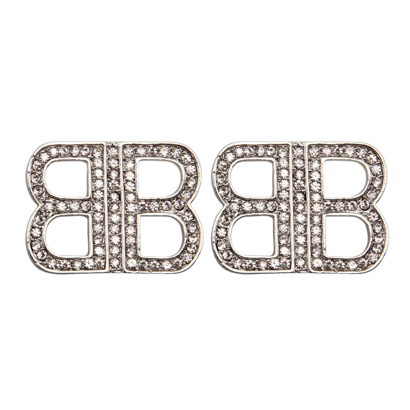 Ženske naušnice – srebrni nakit, oblik: slova/tekst, dizajn dvostrukog slova B, stil Japana i Južne Koreje, svježi i sladak dojam