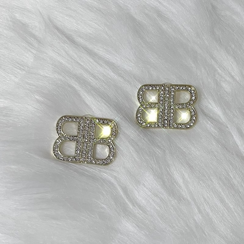 Ženske naušnice – srebrni nakit, oblik: slova/tekst, dizajn dvostrukog slova B, stil Japana i Južne Koreje, svježi i sladak dojam