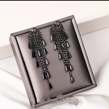 Cercei cu Rhinestone, design geometric, placare electrolitică, pentru femei