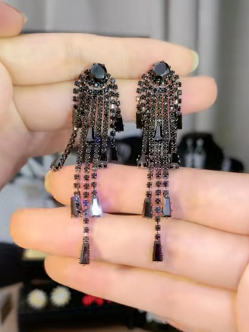 Cercei cu Rhinestone, design geometric, placare electrolitică, pentru femei