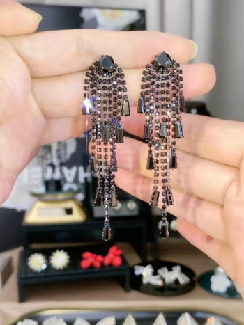 Cercei cu Rhinestone, design geometric, placare electrolitică, pentru femei