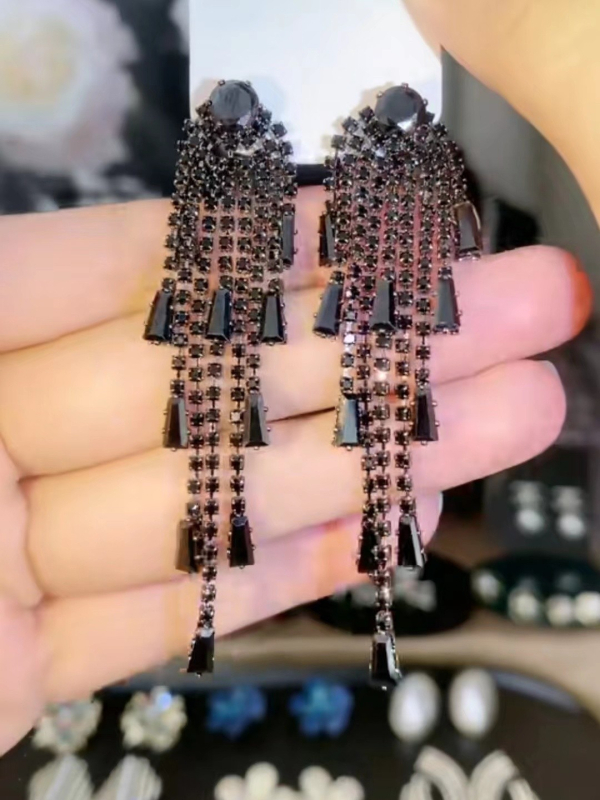 Cercei cu Rhinestone, design geometric, placare electrolitică, pentru femei