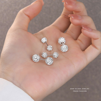 Cercei geometrici din argint 999, micropavé, pentru femei, stil lux lejer