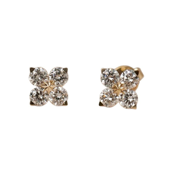 Fülbevalók - Négylevelű lóhere gyémánttal, aranyozott réz és 925 ezüst tüske, Olayfei