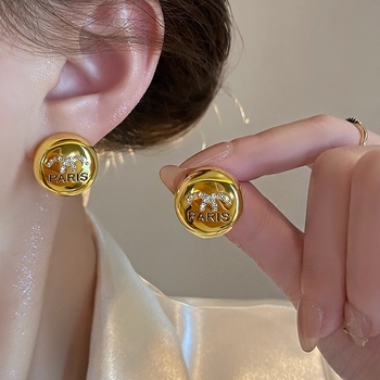 Naušnice sa slovima – legura, oblik slova, elektroplatiranje, ljetno izdanje 2025., stil Japansko-Korejski