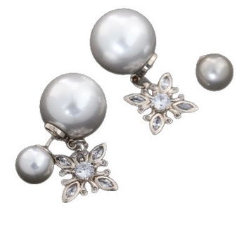 Naušnice s rhinestones snježna pahulja, prednje i stražnje perle, bakrena osnova s premazom srebra, elektroplatiranje, geometrijski oblik, lagani luksuzni stil
