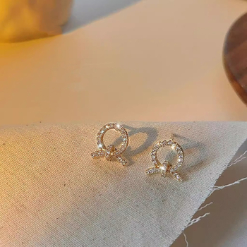 Cercei din cupru cu montură de diamant, stil coreean, origine Guangzhou, primăvara 2025