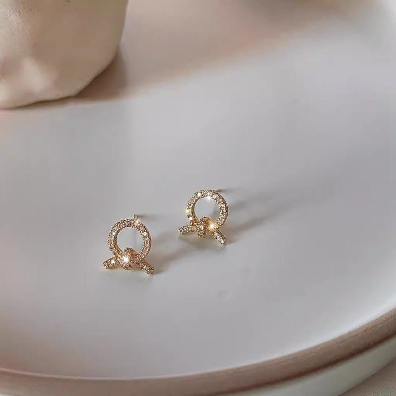 Cercei din cupru cu montură de diamant, stil coreean, origine Guangzhou, primăvara 2025