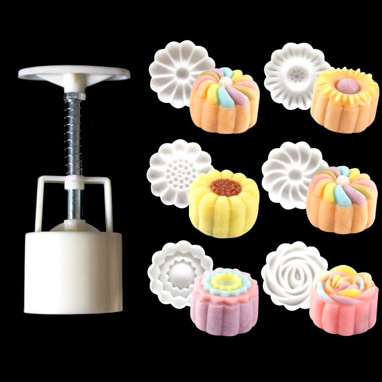 Set kalupa za mooncake s dizajnom trešnjinog cvijeta, ABS materijal, nepravilan oblik, pakiranje 50 g, kantonski stil