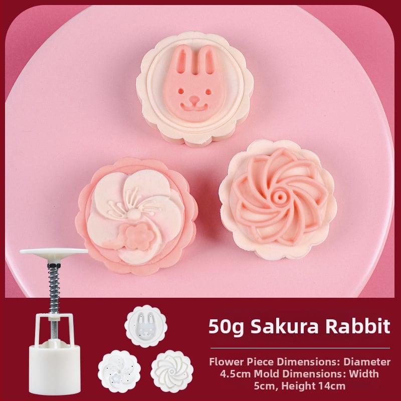 Set kalupa za mooncake s dizajnom trešnjinog cvijeta, ABS materijal, nepravilan oblik, pakiranje 50 g, kantonski stil