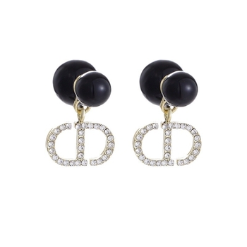 Naušnice od cinkove legure s perlama ugradnjom, kapkovitog oblika, tekst s slovima/brojevima, lagani luksuzni stil
