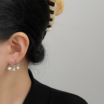 Cercei în formă de inimă, litere/text, cupru, electroplatare