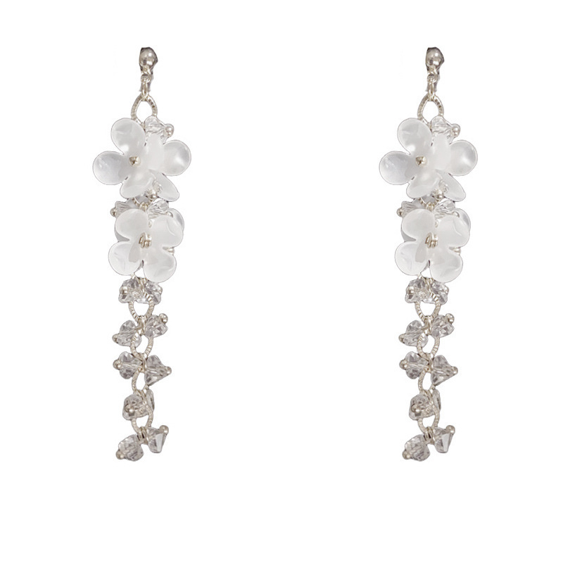 Cercei din cupru, formă de floare, cu cristale, stil simplu