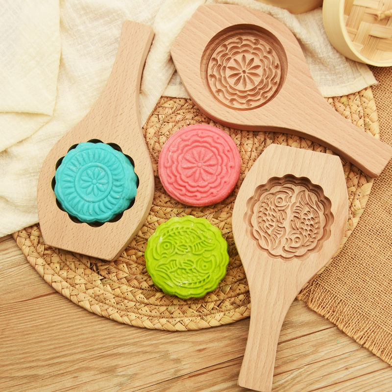 Koka Mooncake forma, izgrebta, ar vienu caurumu, Mid-Autumn, Golden Eagle