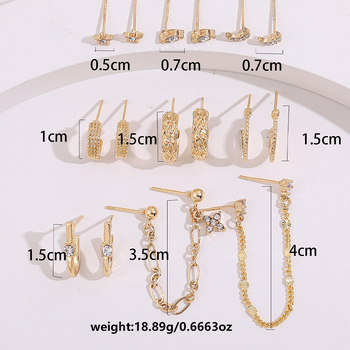 Naušnice od legure s dijamantima ugraviranim kristalima, Semon Jewelry, korejski stil