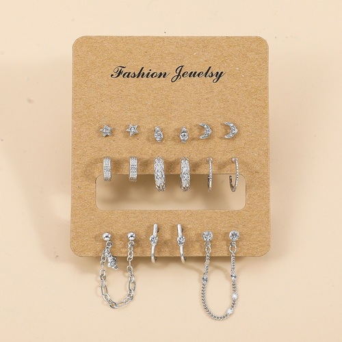 Naušnice od legure s dijamantima ugraviranim kristalima, Semon Jewelry, korejski stil