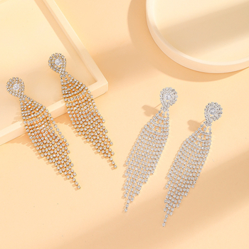 Cercei cu rhinestone, stil geometric, zircon încrustat, design original
