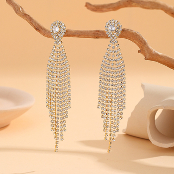 Cercei cu rhinestone, stil geometric, zircon încrustat, design original