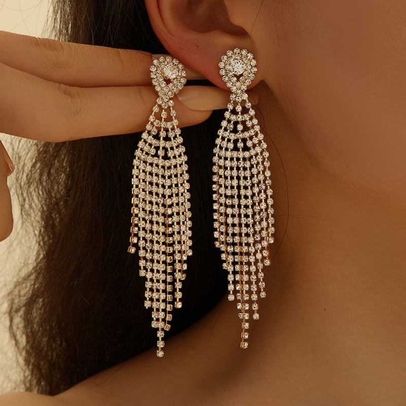 Cercei cu rhinestone, stil geometric, zircon încrustat, design original