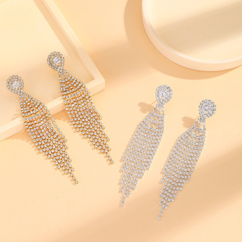 Cercei cu rhinestone, stil geometric, zircon încrustat, design original