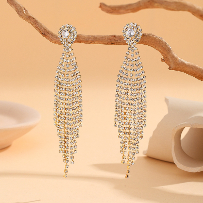 Cercei cu rhinestone, stil geometric, zircon încrustat, design original