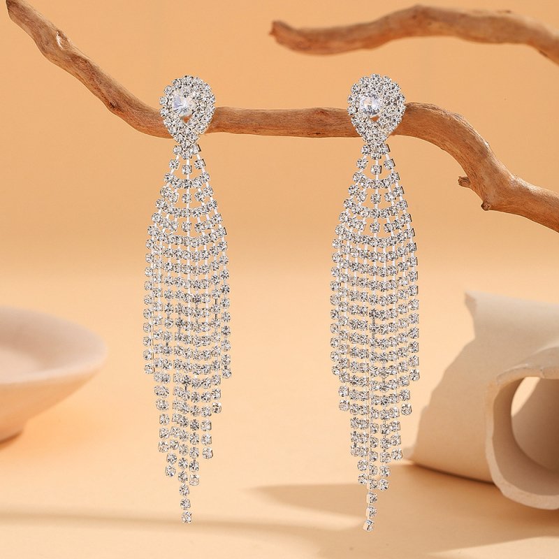 Cercei cu rhinestone, stil geometric, zircon încrustat, design original