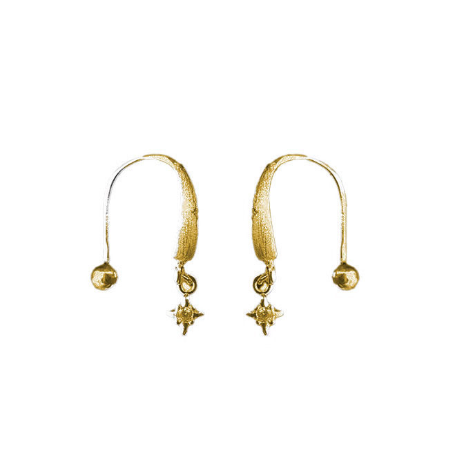 Fülbevalók – csillag alakú, réz, elektroplatált, uniszex