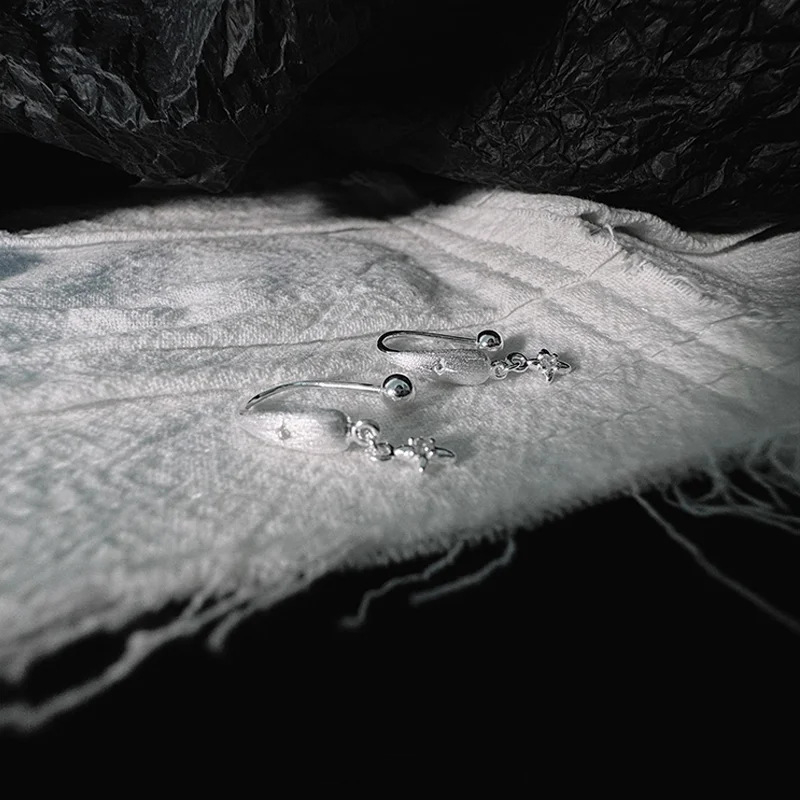 Fülbevalók – csillag alakú, réz, elektroplatált, uniszex