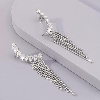 Cercei - rhinestone cu franjuri și lanț gheară, stil excentric, S0183, pentru femei