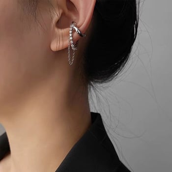 RONERAI Geometrijski metalni naušnice s klipsom i štras perlicama, elektroplatinirane