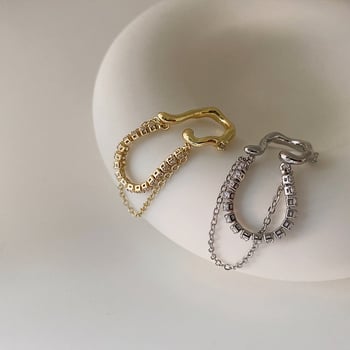 RONERAI Geometrijski metalni naušnice s klipsom i štras perlicama, elektroplatinirane