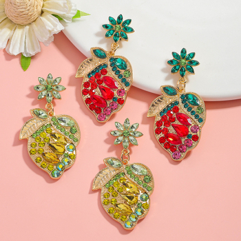 Обеци от сплав, форма плод и лист, естествен стил, Jiaqi, пролет 2025