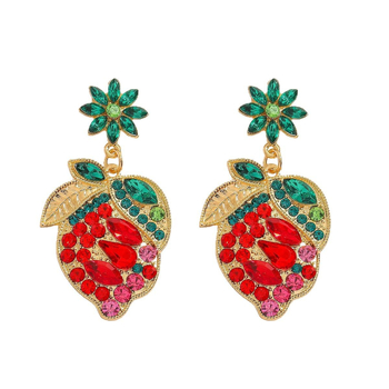 Обеци от сплав, форма плод и лист, естествен стил, Jiaqi, пролет 2025