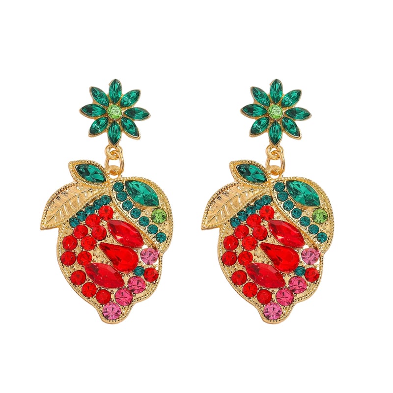 Обеци от сплав, форма плод и лист, естествен стил, Jiaqi, пролет 2025