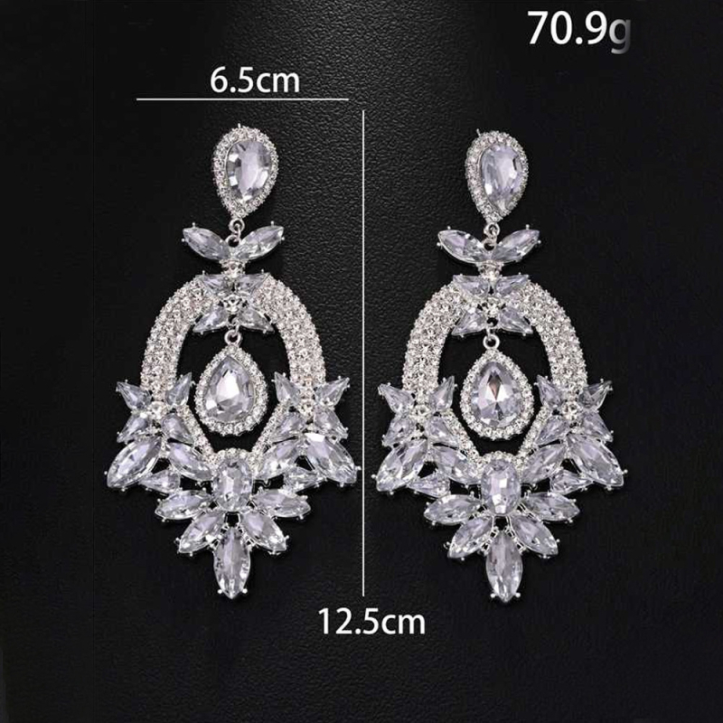 Viseće naušnice kapkovitog oblika s cirkonima i rhinestones, elektroplatirano završno, INS stil, ljeto 2025
