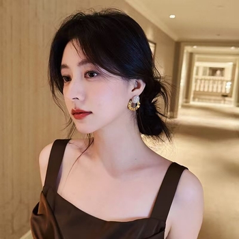 Cercei geometrici din aliaj de zinc, electroplatați, stil lux lejer, toamna 2025