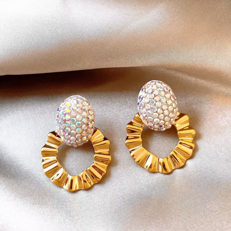 Cercei geometrici din aliaj de zinc, electroplatați, stil lux lejer, toamna 2025