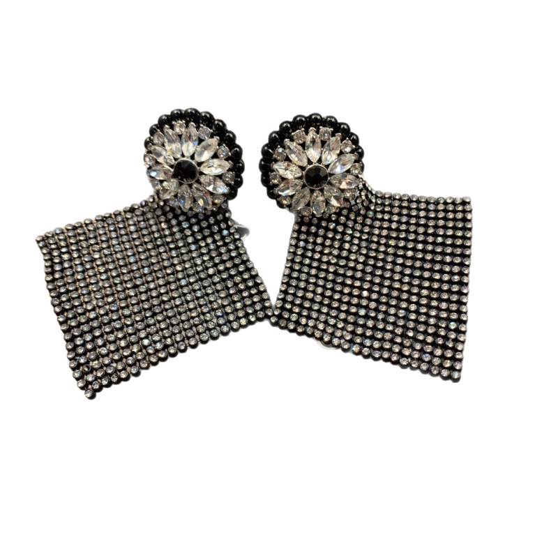 Virág alakú fülbevalók rhinestone-köves, elektroplatált bevonattal, egyedi stílusú nőknek